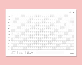 Printable 2024 Large Wall Calendar | Digital Download | Full Year Wall Planner | Monthly Planner | Office Planner (White)