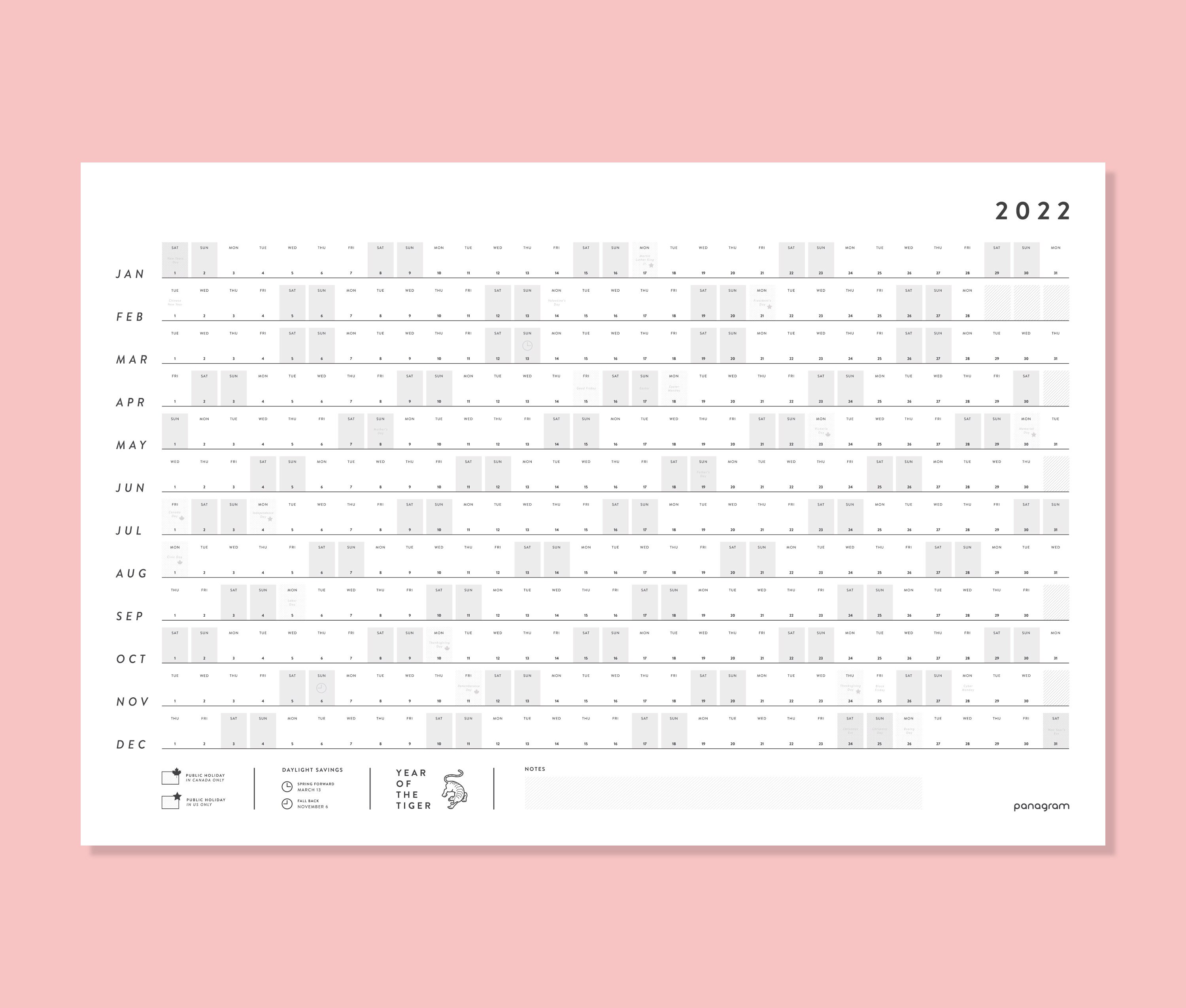 2022 Large Wall Calendar Full Year Calendar for Planners and Etsy Canada