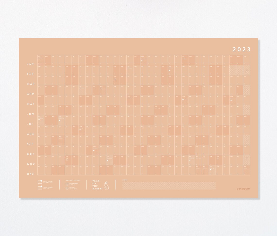 2023 Large Wall Calendar Full Year Calendar for Planners and Etsy