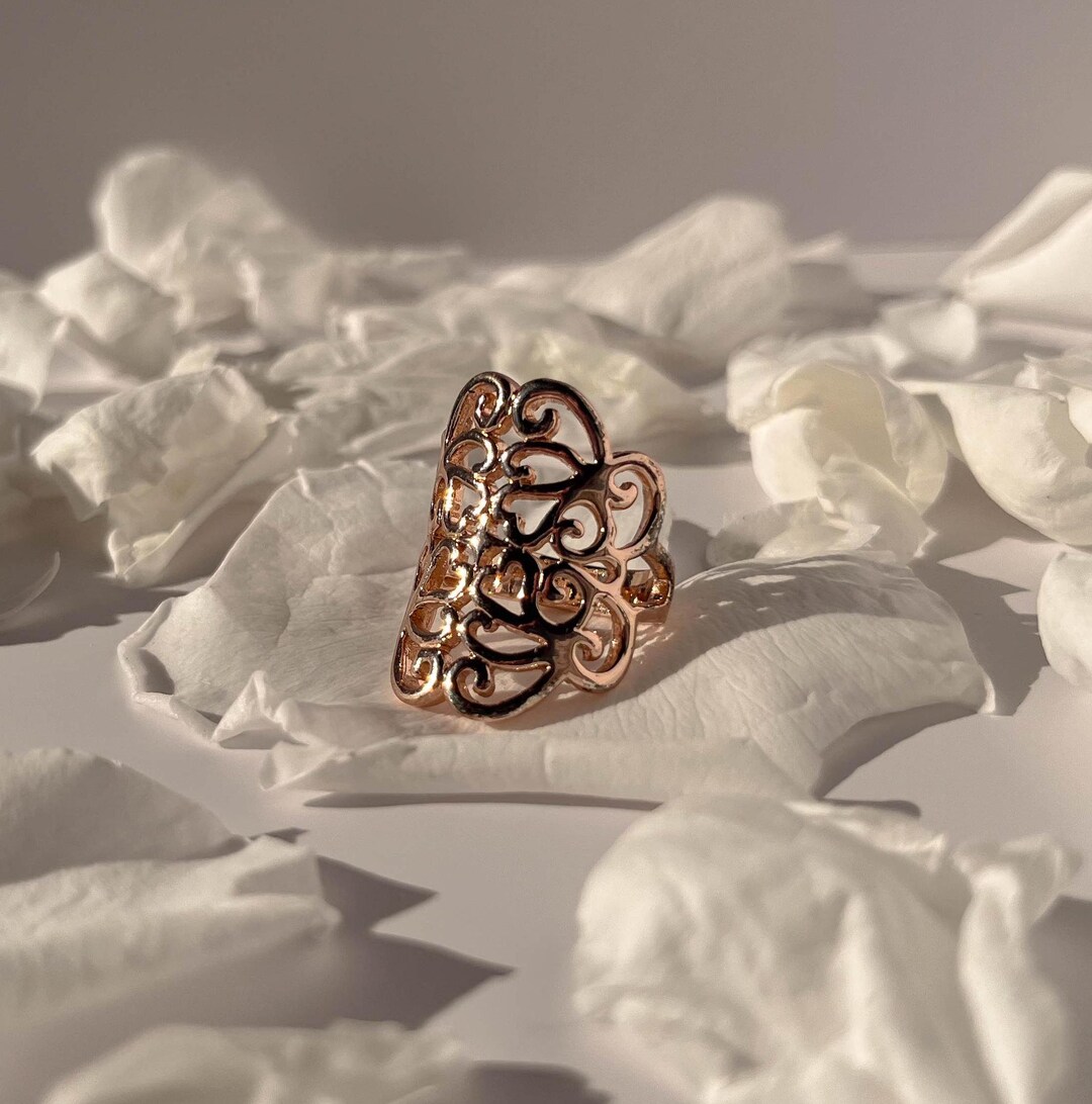 Vintage Rose Gold Bohemian Ring, Art Deco Ring, Artsy Boho Ring ...