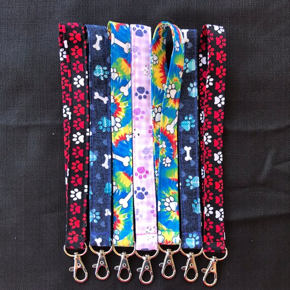 Dog Print Wristlet // Lanyard // Badge Holder // Keychain - Etsy