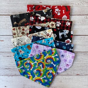 Paw Print Dog Bandana // Over the collar, Double Sided, bones, dogs, Tie Dye
