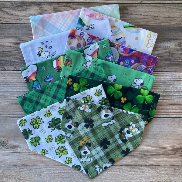Easter & St. Patricks Day Dog Bandana - Easter, Double Sided, Over the Collar