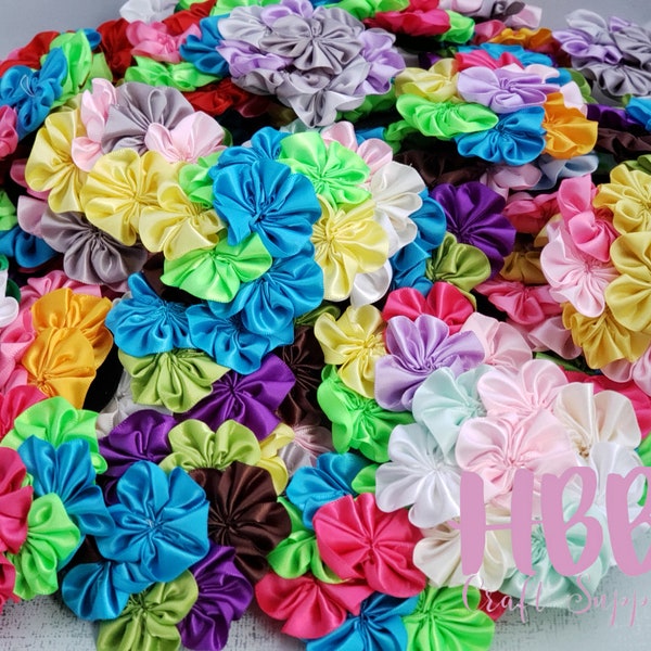 4" Satin Flower Grab Bag - Assorted Satin Cluster Flowers - Pick 6 or 12 Flowers  - Satin Headband Flowers - DIY Flowers - Maternity Sash