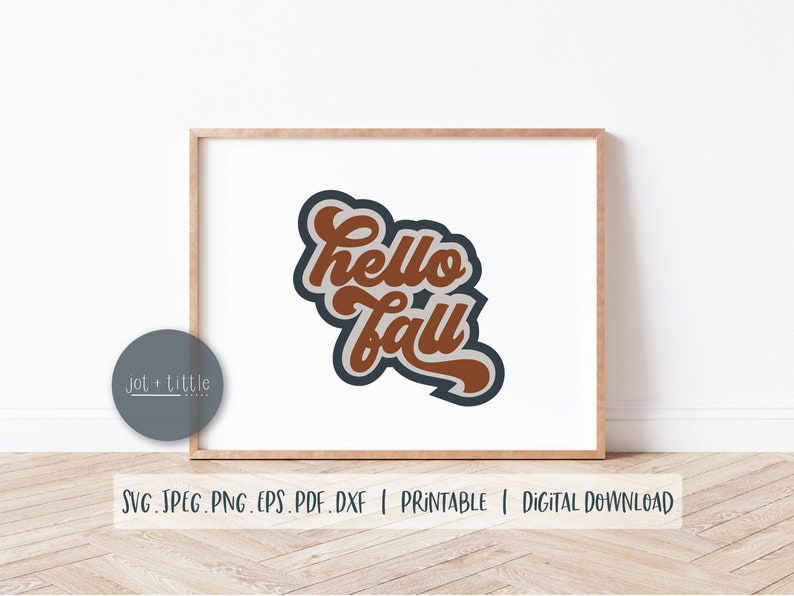 Hello Fall Retro SVG PNG Cute Modern Vintage Font Design | Etsy
