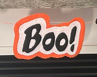 Halloween Felt Banner or Garland for Mantle  "Boo"