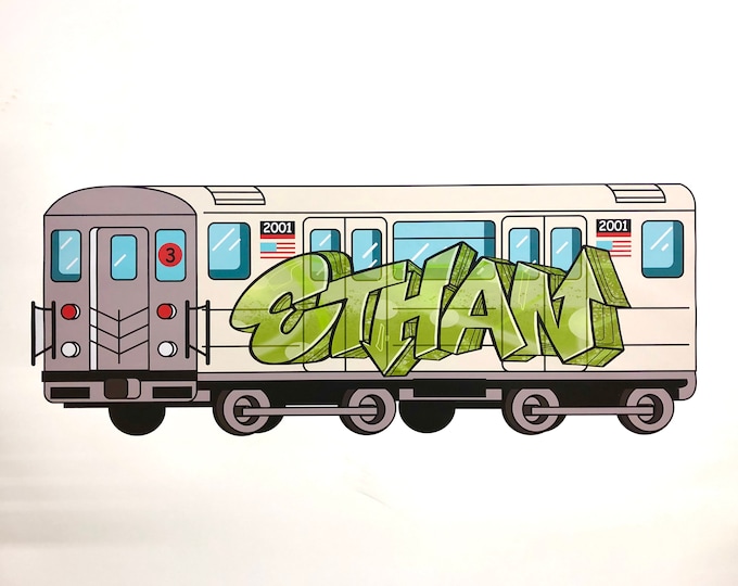 Custom made graffiti wall decal on NYC train