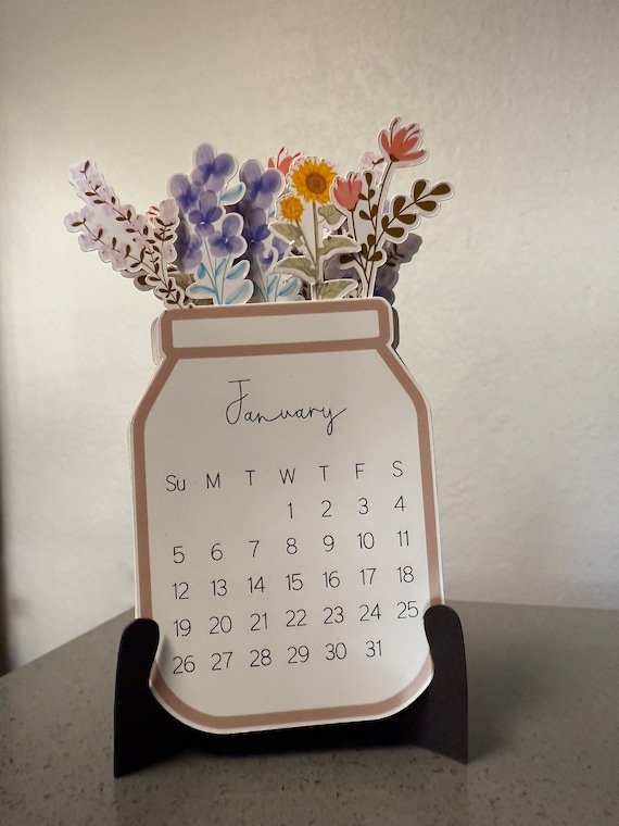 MINI Desk Calendar 2025-2026 Flower Bouquet