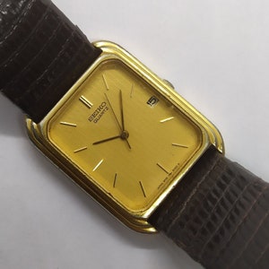 Vintage Seiko Quartz Square Gold Dial Men's Watch Seiko - Etsy Canada