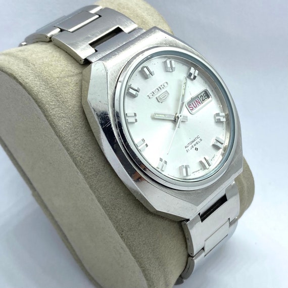 Seiko 5 Automatic 6119-8580 Vintage Watch White Dial … - Gem