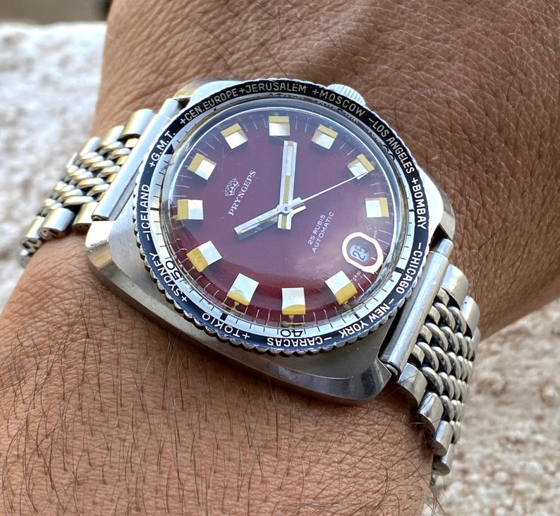 Pryngeps Automatic GMT Skin Diver Watch 25 Rubis Grenadine Etsy
