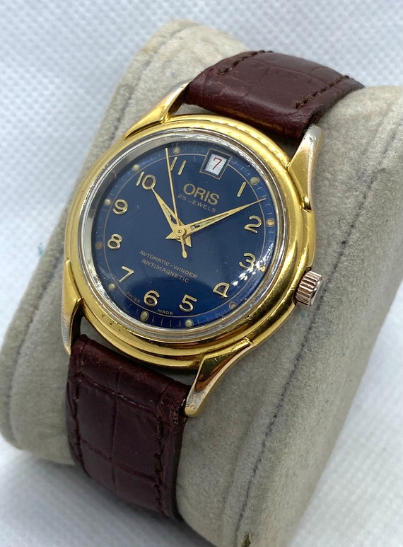 Vintage Oris 7317 Automaat 25 Juwelen Heren Blauwe Wijzerplaat | Etsy België