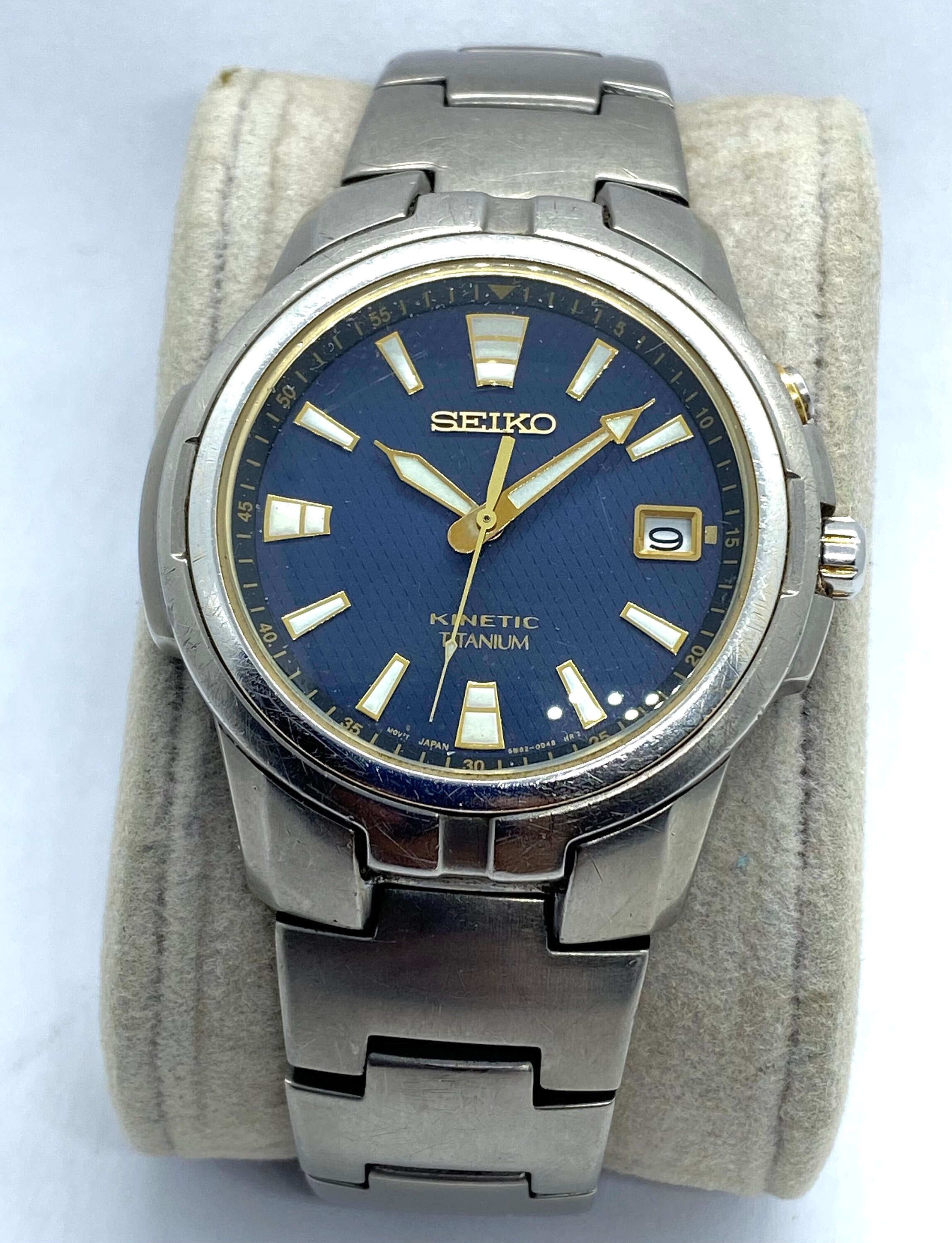 Vintage Seiko Kinetic 5M62-0C10 Watch Mens Titanium Blue Dial - Etsy Finland