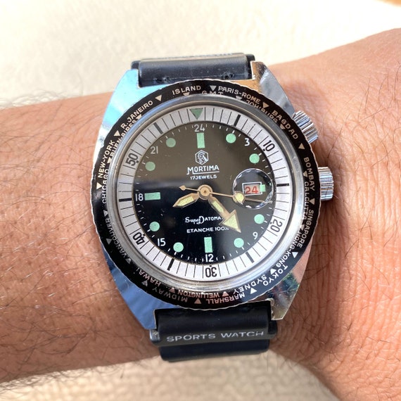 Mortima Skin Diver Watch GMT Super Datomatic 17 J Hom… Gem