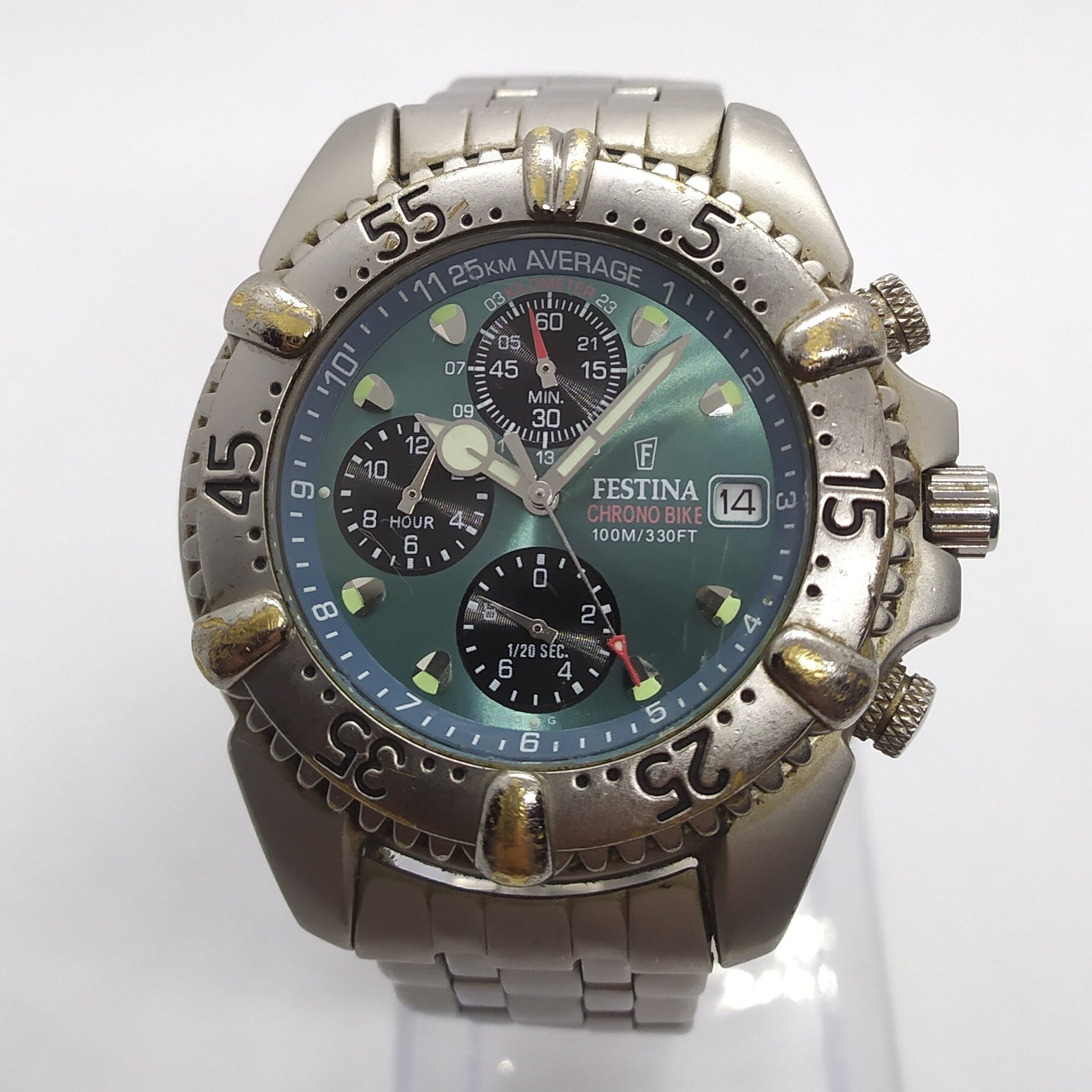 Vintage Festina Chronograph 100M/330FT Green Dial Chrono Bike | Etsy