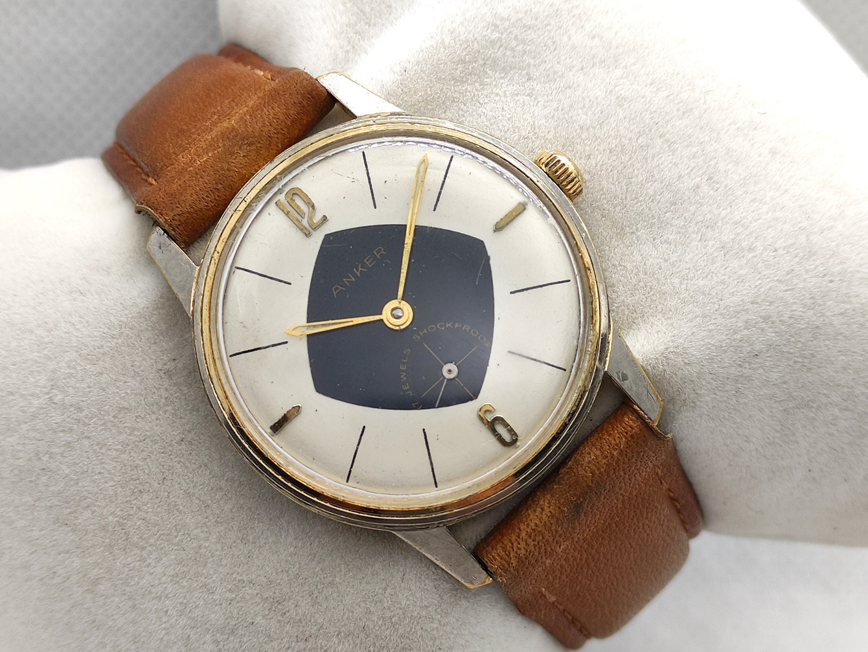 Tegenhanger details specificeren Vintage Anker Horloge Heren 17 Juwelen Shockproof Vergulde | Etsy