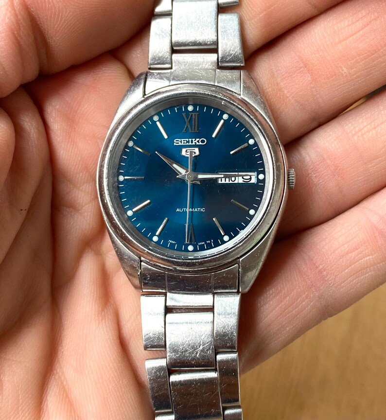 Seiko 5 Automatic 7S260430 Vintage Watch Blue Dial Date Seiko Etsy