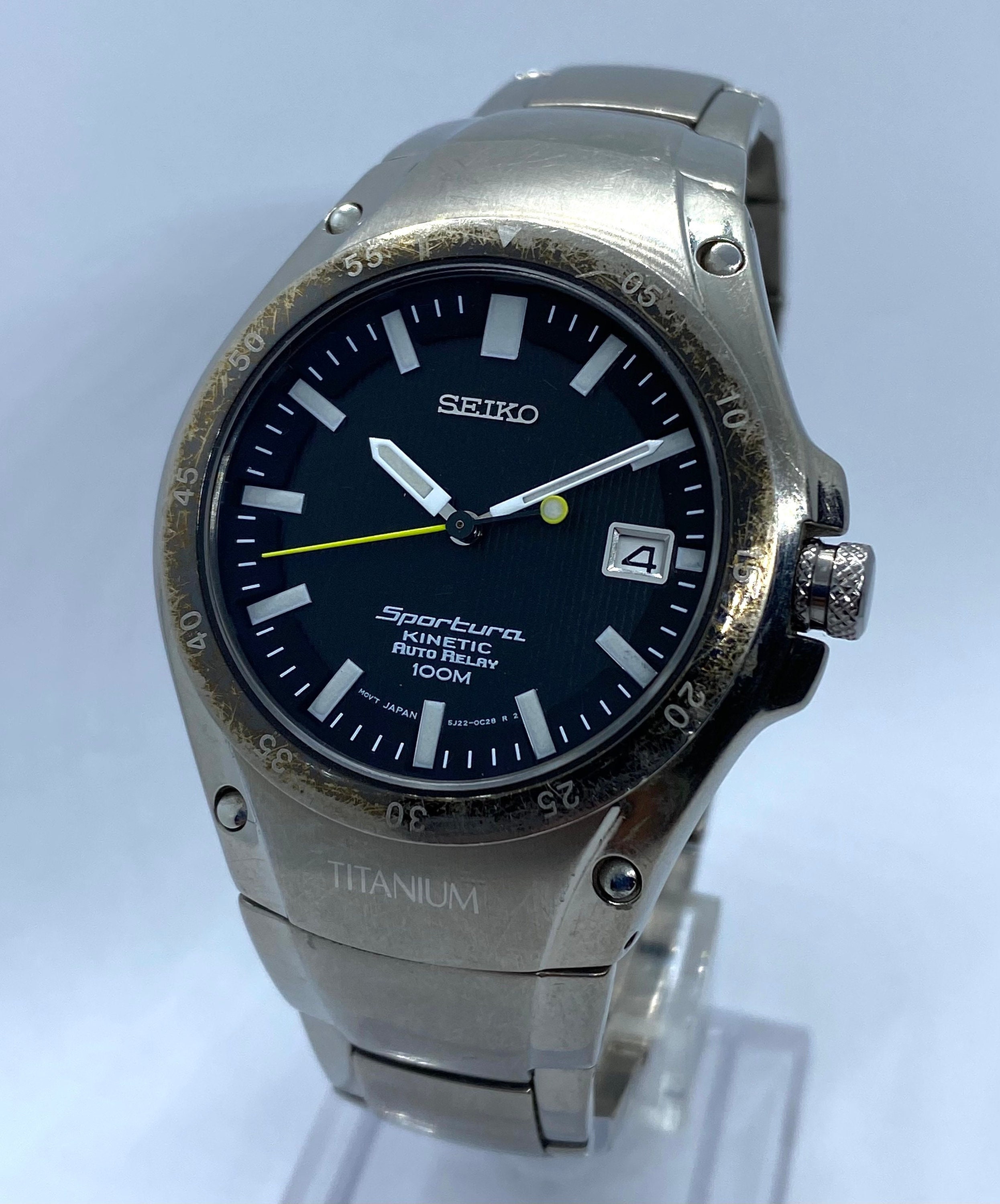 Seiko Sportura Kinetic Auto Relay 5J22-0E00 Sapphire Crystal | Etsy België