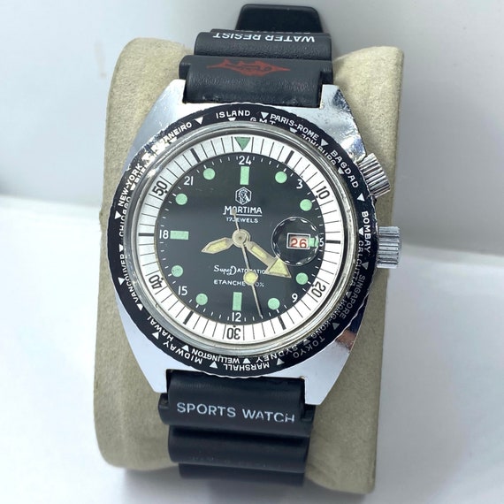 Mortima Skin Diver Watch GMT Super Datomatic 17 J Hom… Gem