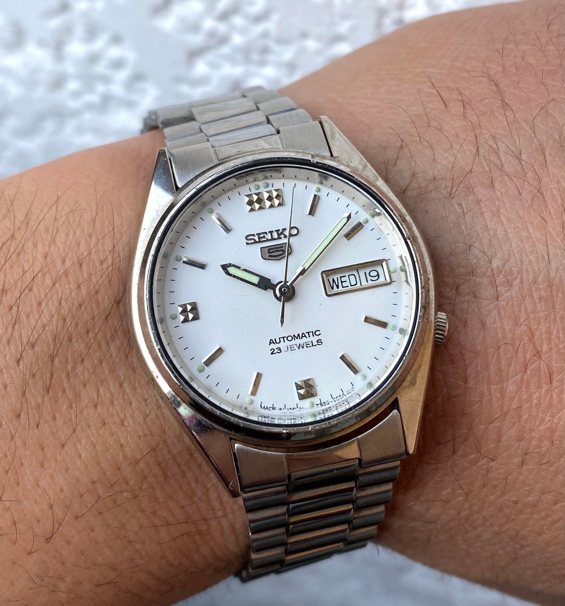 bille Opdater Sammensætning Vintage Seiko 5 7S36-6080 Automatic Watch Mens White White - Etsy Singapore