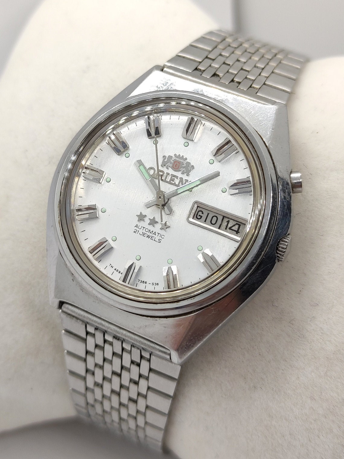 Vintage ORIENT Automatic 3 Star Watch Men's White Dial Day Etsy