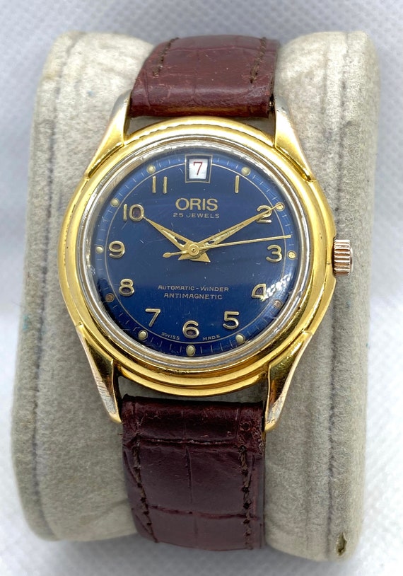 Vintage Oris 7317 Automaat 25 Juwelen Heren Blauwe Wijzerplaat | Etsy België