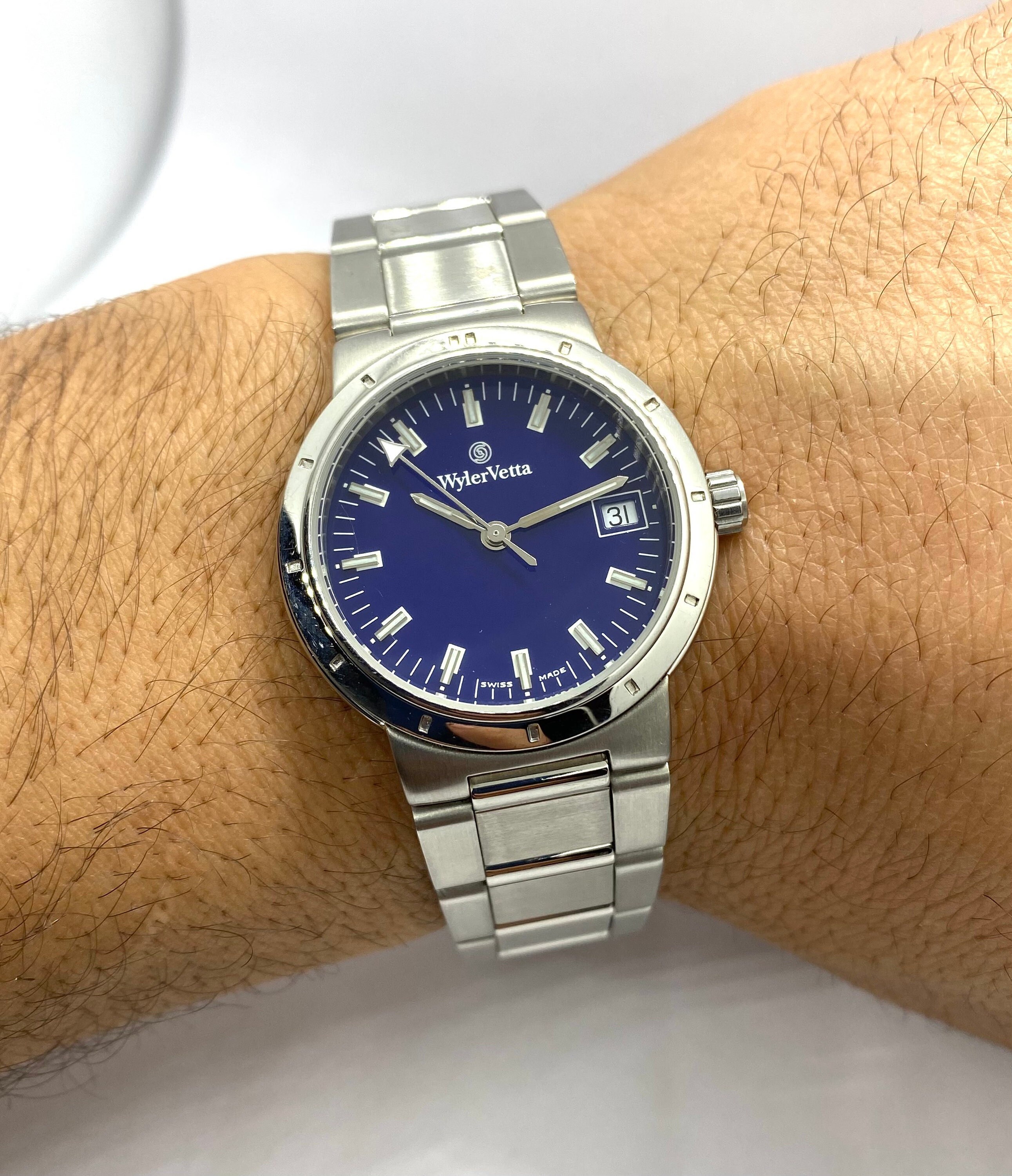 Wyler Vetta Watch Quartz Blue Dial Swiss Made E 3325 W 32mm | Etsy Australia