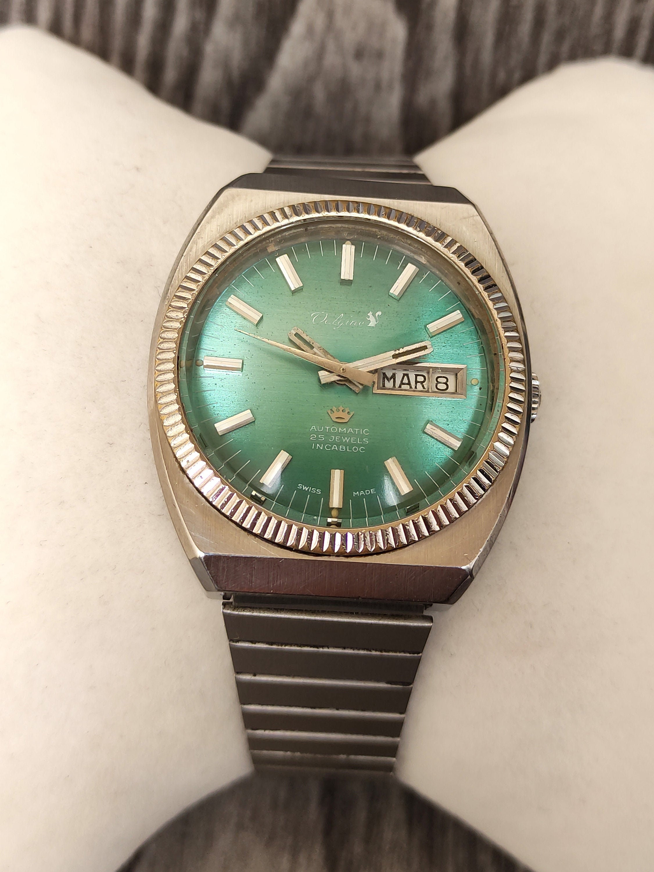Valgine Automatic Watch Homme 25 Joyaux Green Dial Day Date - Etsy Hong Kong