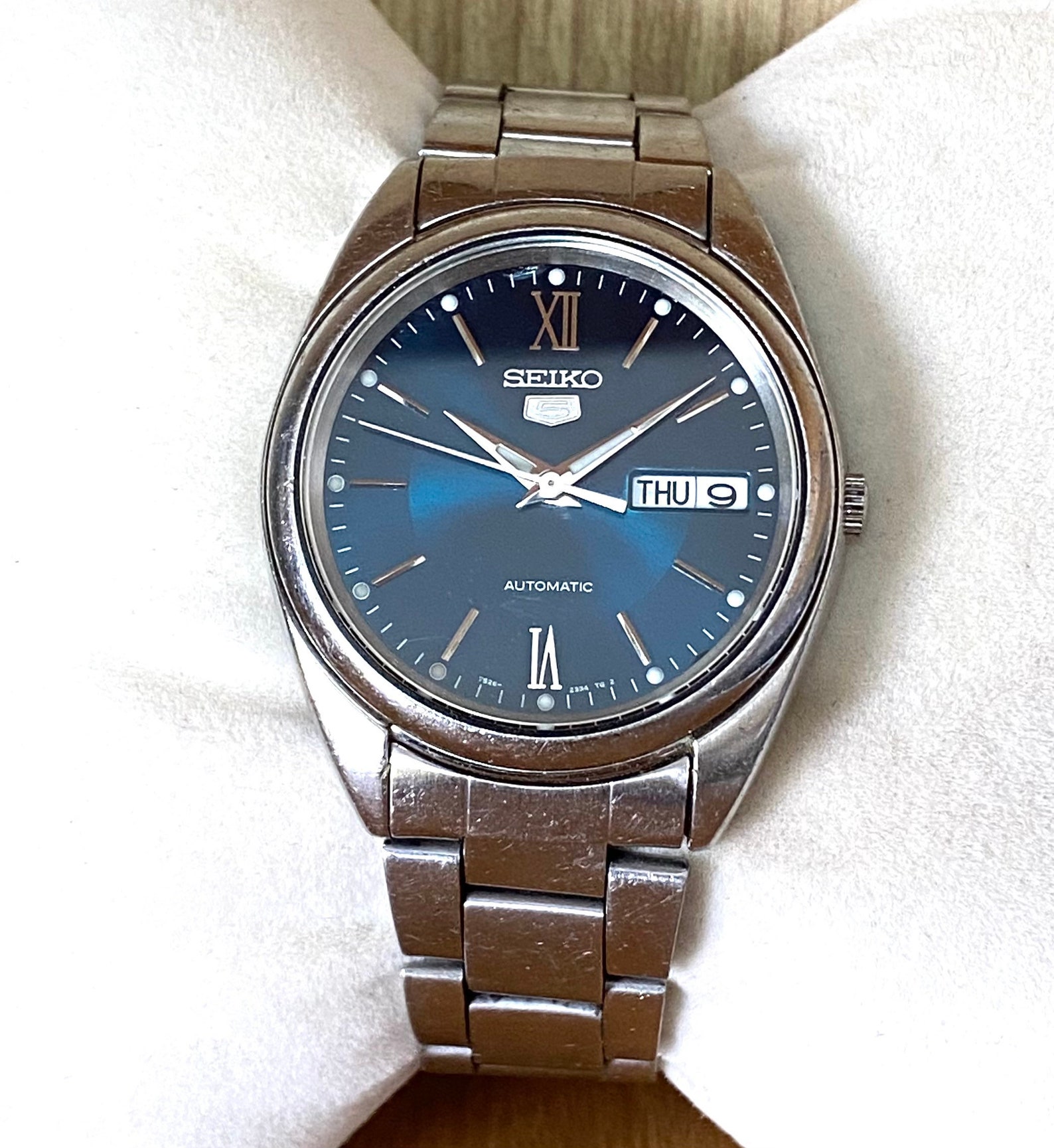 Seiko 5 Automatic 7S260430 Vintage Watch Blue Dial Date Seiko Etsy