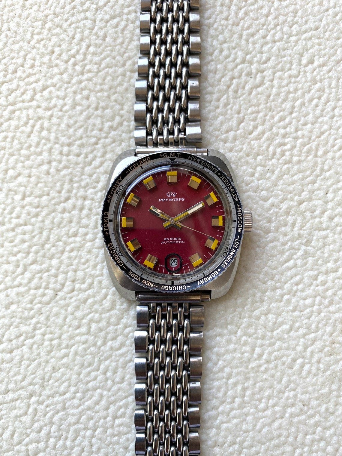Pryngeps Automatic GMT Skin Diver Watch 25 Rubis Grenadine Etsy