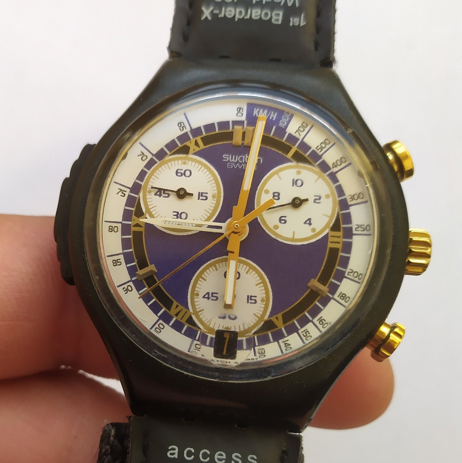 Vintage Swatch Chronograph Alarm SOB401 Twinkling AG 1997 Blue Etsy