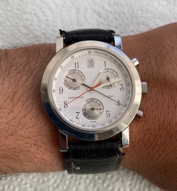 LONGINES Heritage Chronograph Quartz Watch Tachymetre Mens | Etsy