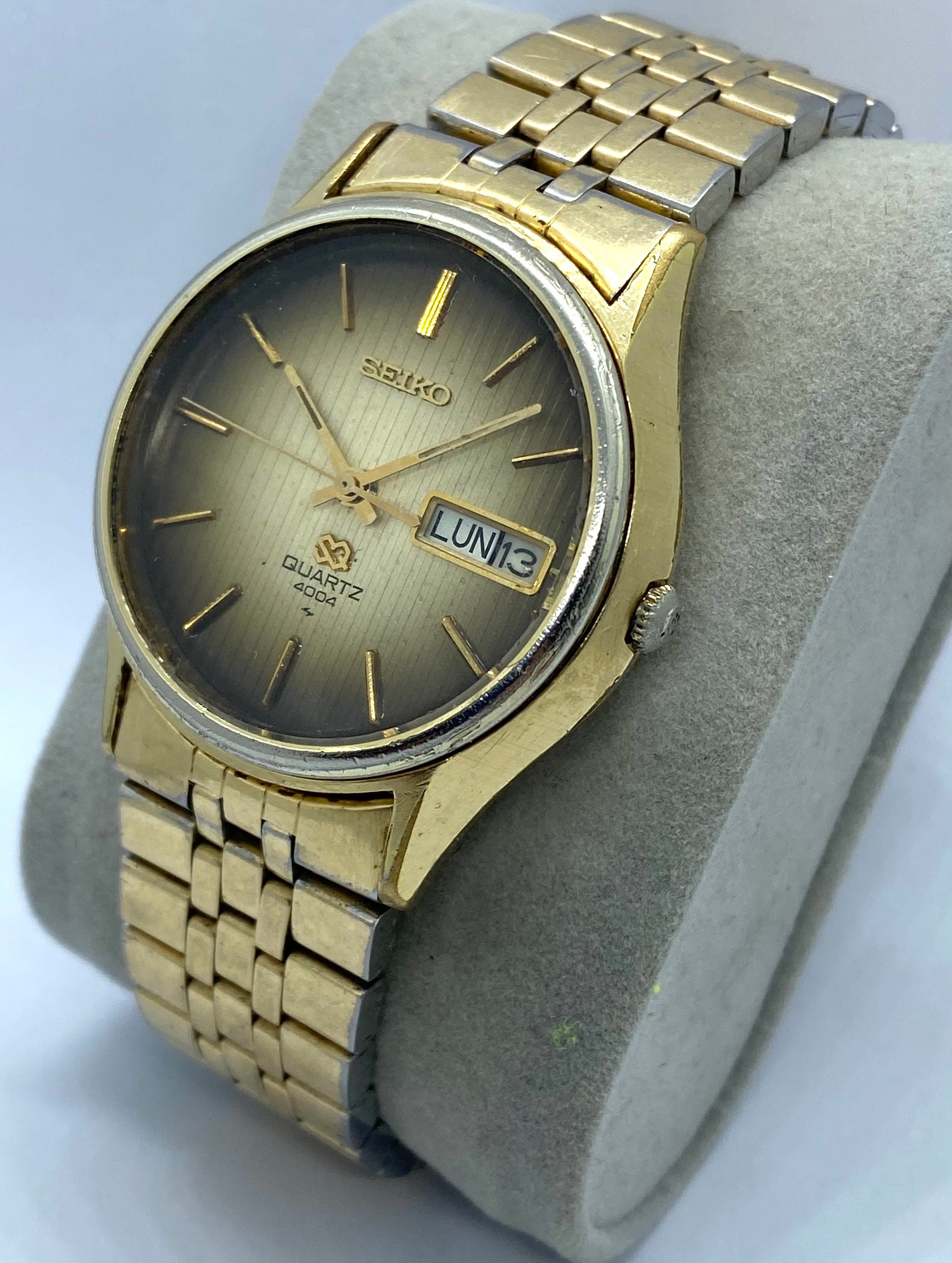 Seiko SQ Quartz 4004 Mens Watch Gold Dial Date Seiko 4633-8029 - Etsy