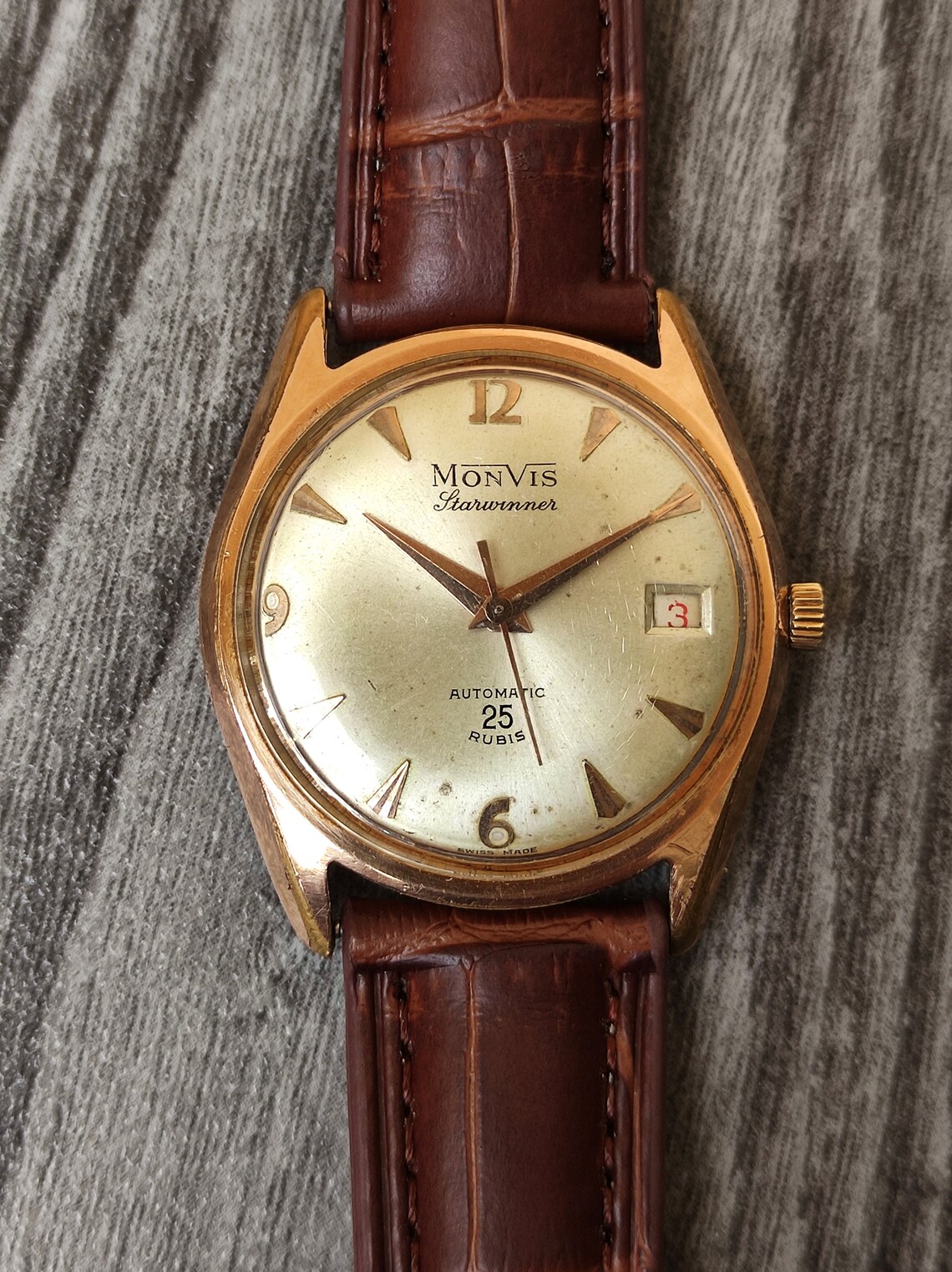 Monvis Starwinner Automatic Men's 25 Jewels Gold Plated | Etsy
