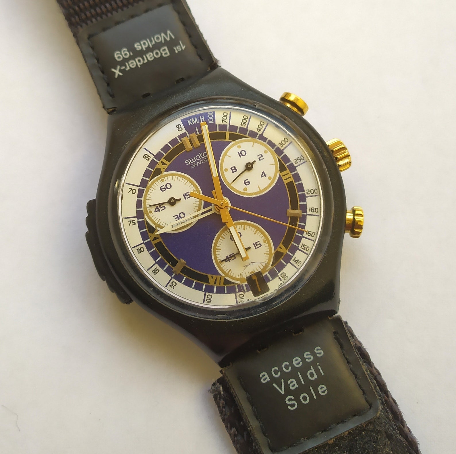 Vintage Swatch Chronograph Alarm SOB401 Twinkling AG 1997 Blue Etsy