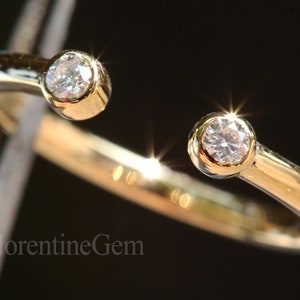Bypass Round Moissanite Diamond Ring in 14K Yellow Gold Bypass Ring,Open Diamond Ring,Bezel Set Opened Ring,Bypass Moissanite Wedding Band