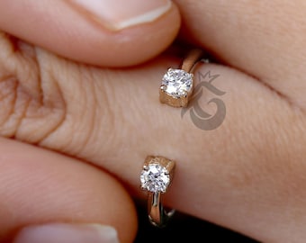 Delicate Diamond Wedding Band,Open Moissanite band,Cuff Diamond Wrap Ring 14k Gold Dainty Stackable Band for Women Matching Promise Ring