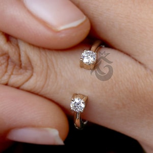Delicate Diamond Wedding Band,Open Moissanite band,Cuff Diamond Wrap Ring 14k Gold Dainty Stackable Band for Women Matching Promise Ring