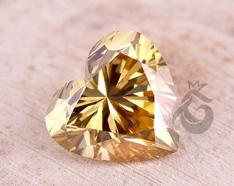 1.25CT Heart Shape Lab Grown Diamond, IGI Certified Fancy Vivid Brownish Yellow Lab Diamond, Loose Diamond for Engagement Ring, Gift for Her