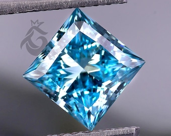 1.25 CT Princess Cut Blue Lab Grown Diamond, Loose Diamond for Custom Engagement Ring, Wedding Ring, Gift for Her, Blue Diamond for Women