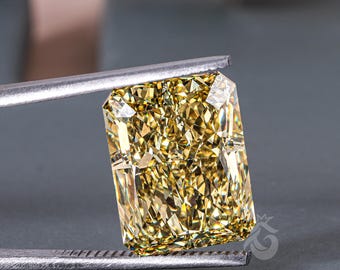 Radiant Cut Yellow Diamond, 12.73 CT Fancy Vivid Yellow Lab Grown Diamond, Loose Diamond for Engagement Ring, Fancy Color Diamond for Women