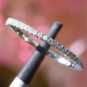 Womens Half Eternity Wedding Band, 14k Solid White Gold, Stacking Ring, Stackable Band, Anniversary Ring, Wedding Ring, Engagement Ring Band