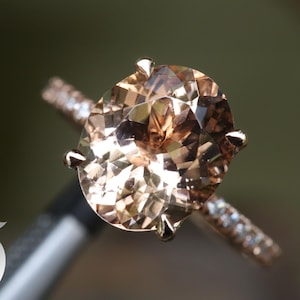 5.04CT Ovalshape natural Morganite Engagement Ring,Solid 14k Rose Gold,Tulip Basket Prong Setting Peach Gemstone,AnniversaryGift Bridal Ring