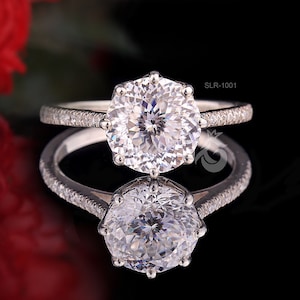 Vintage Style 2.79 CT Portuguese Cut Round Colorless Moissanite Engagement Ring, Solitaire Ring, Antique Wedding Ring, Anniversary Gift,