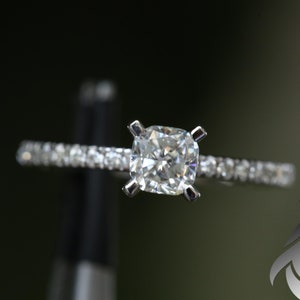 Dainty 1.30 CT Cushion Cut Engagement Ring,Dainty Engagement Ring,Moissanite Cushion Ring,White Gold Solitaire Cushion Forever One Ring