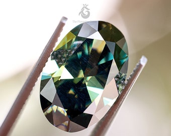 3CT Blue Green Brilliant Cut Oval Loose Moissanite,Vintage Customized Jewelry,Moissanite for Engagement Ring,Wedding Ring,Bridal Set Ring