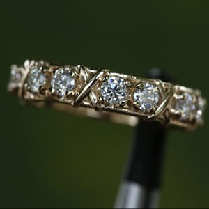 Certified Round Moissanite infinity Unique Band,14KT Solid Gold Wedding Band,Full Eternity Women&#39;s Diamond Band,Anniversary Gift For Wife