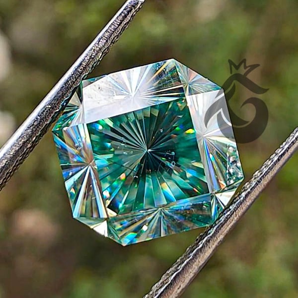 Fantasy Square Shape Light Green moissanite diamond,Vintage Moissanite diamond for Antique Engagement ring,Custom shape moissanite diamond