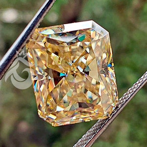 5CT Fancy Brownish Yellow Radiant Cut Moissanite,Handmade Moissanite For Custom Jewelry,Radiant Cut Loose For Anniversary Rings/wedding band