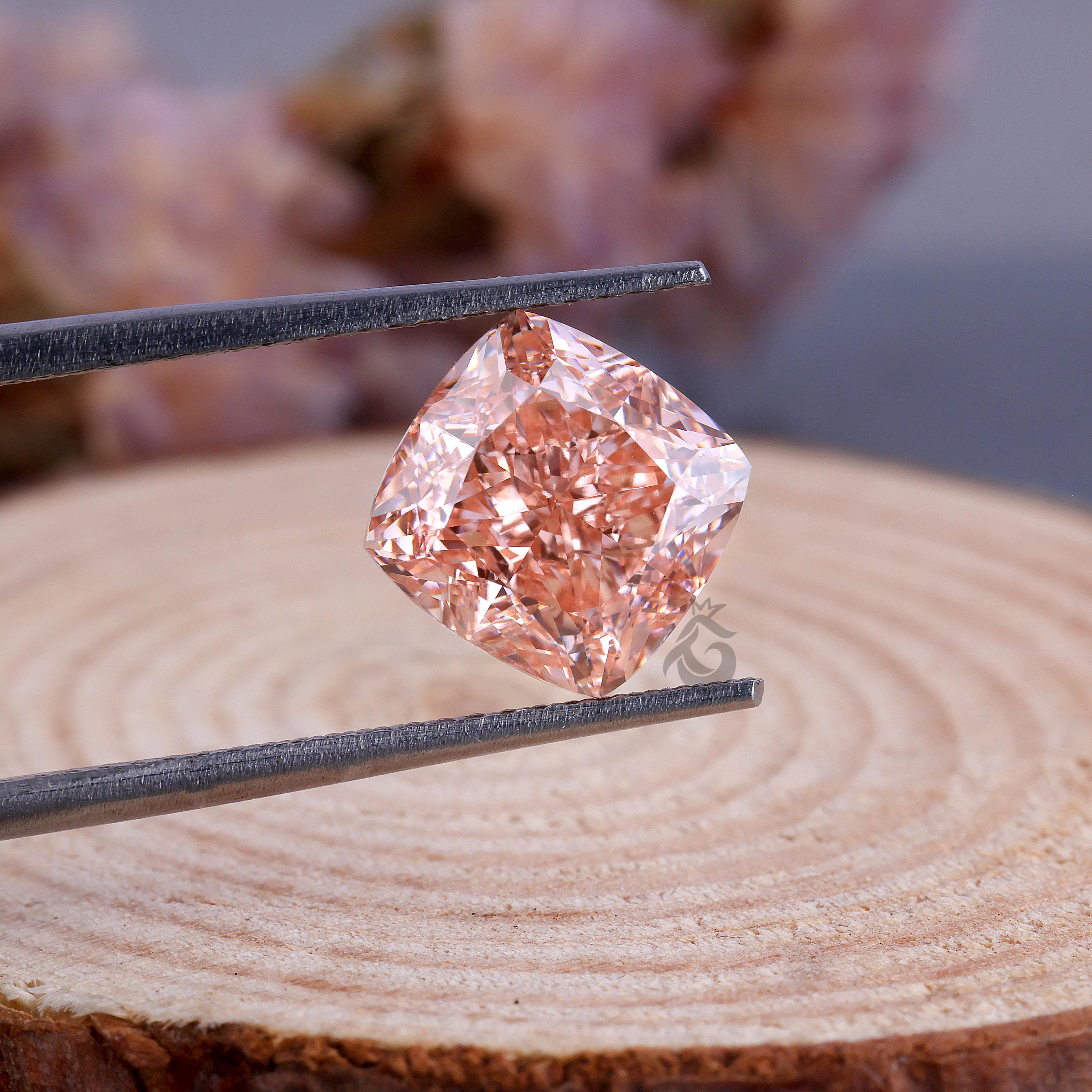 Cushion Cut Fancy Vivid Pink Diamond,vss2 Clarity Lab Grown